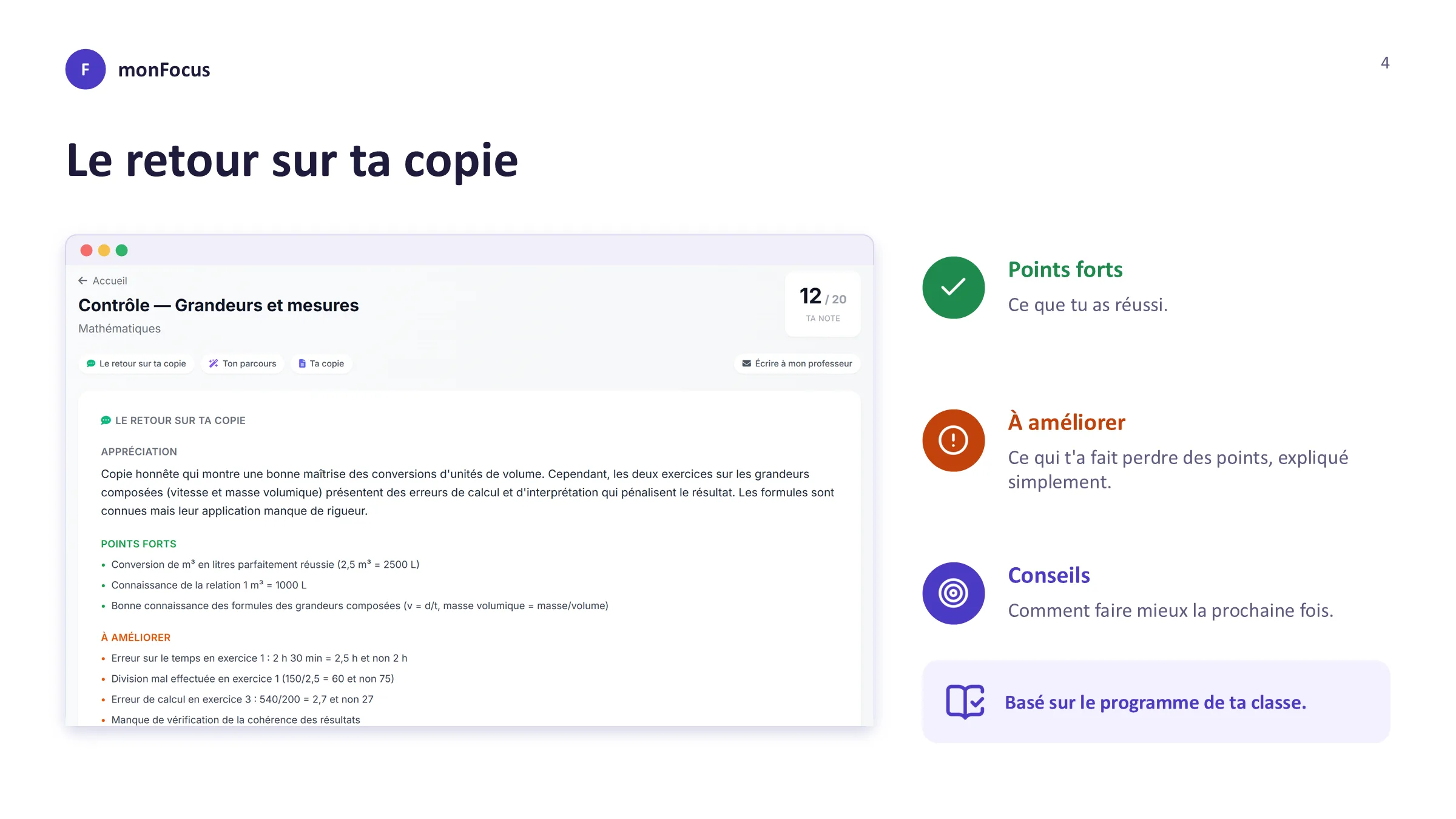 Le retour sur ta copie