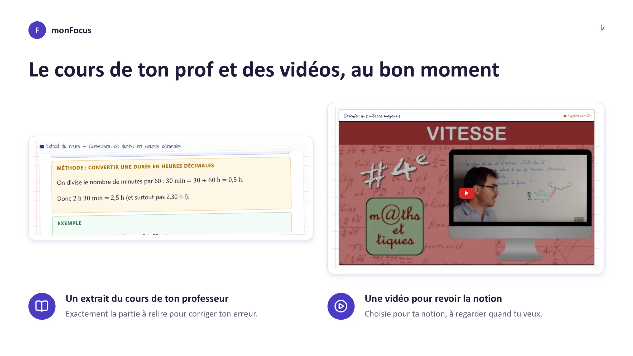 Le cours de ton prof et des vidéos, au bon moment