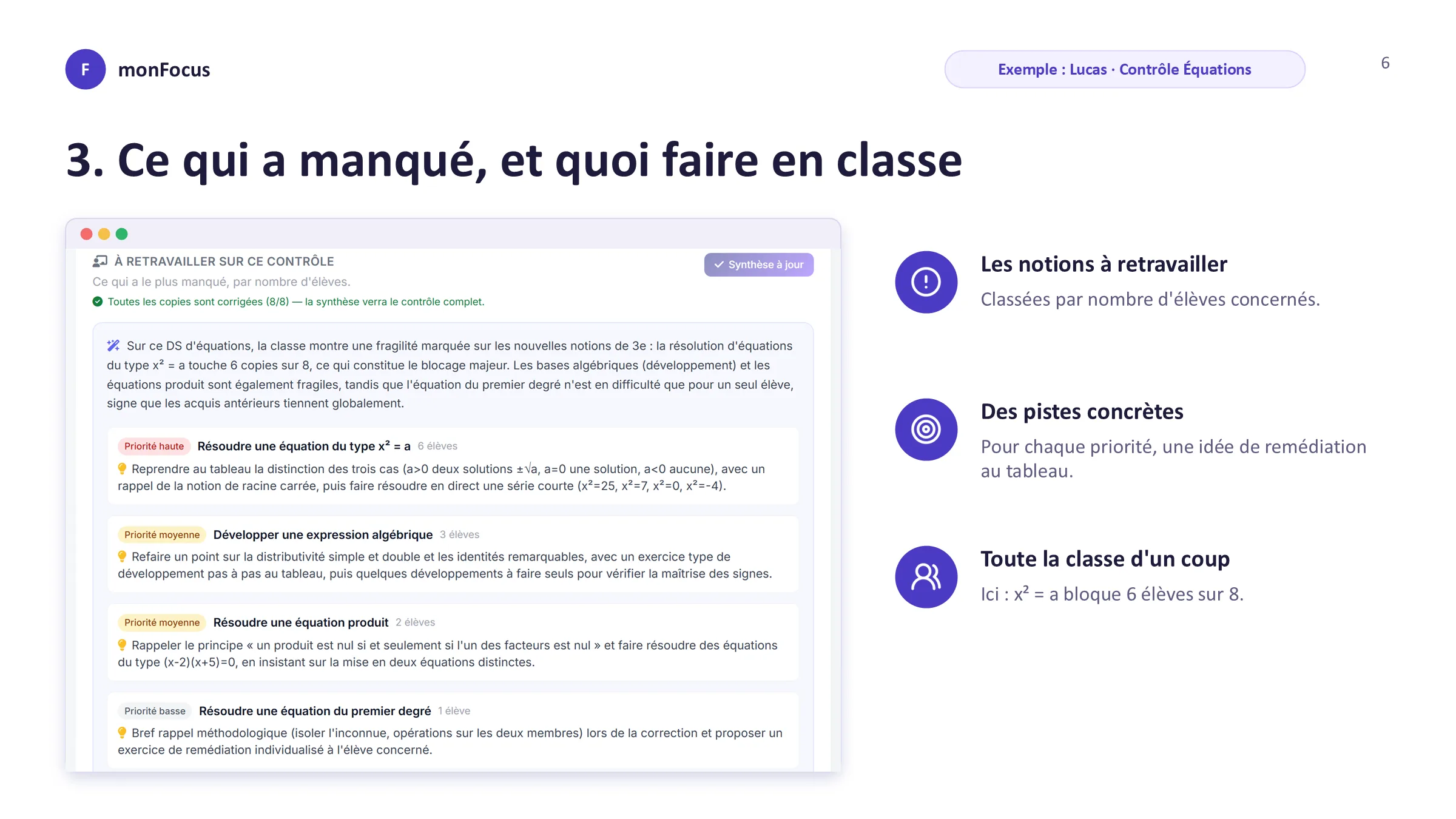 Ce qui a manqué, et quoi faire en classe